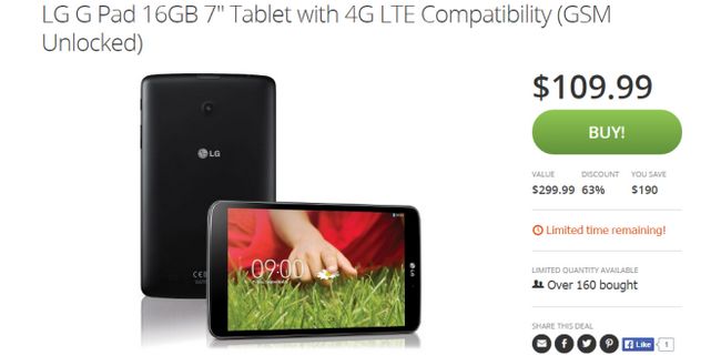 Fotografía - [Offre Alerte] LG G Pad 7.0 Avec LTE (Unlocked) en vente pour 109,99 $ Grâce à eBay ou Groupon
